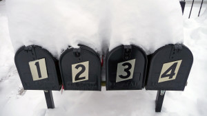 snowy mailboxes