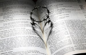 Bible, crown and heart
