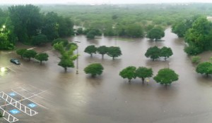 Flooded back parking lot