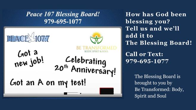 The Peace 107 Blessing Board